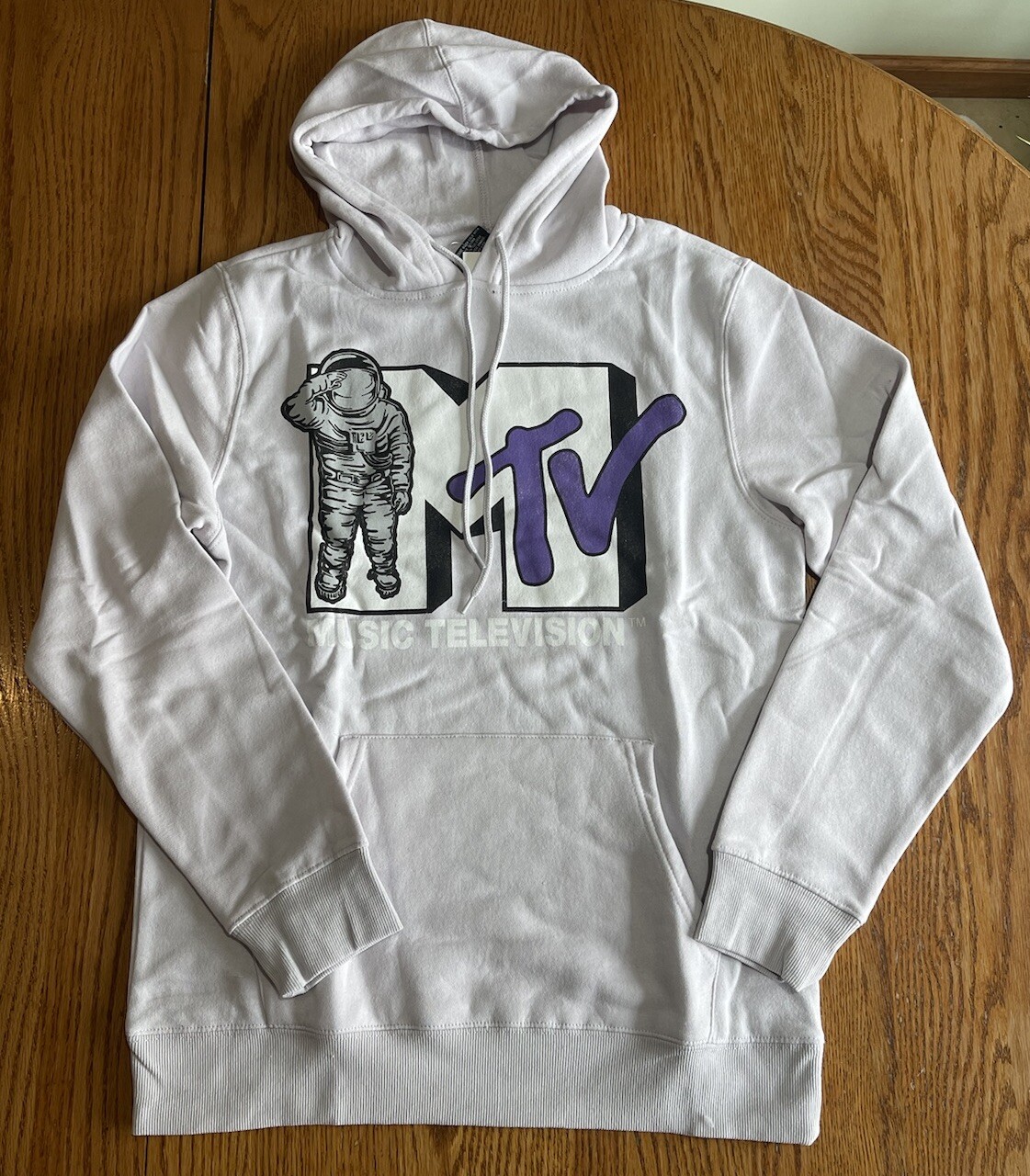 MTV Astronaut Pullover Hoodie Purple Lilac Long Sleeve Graphic Men’s Size XL