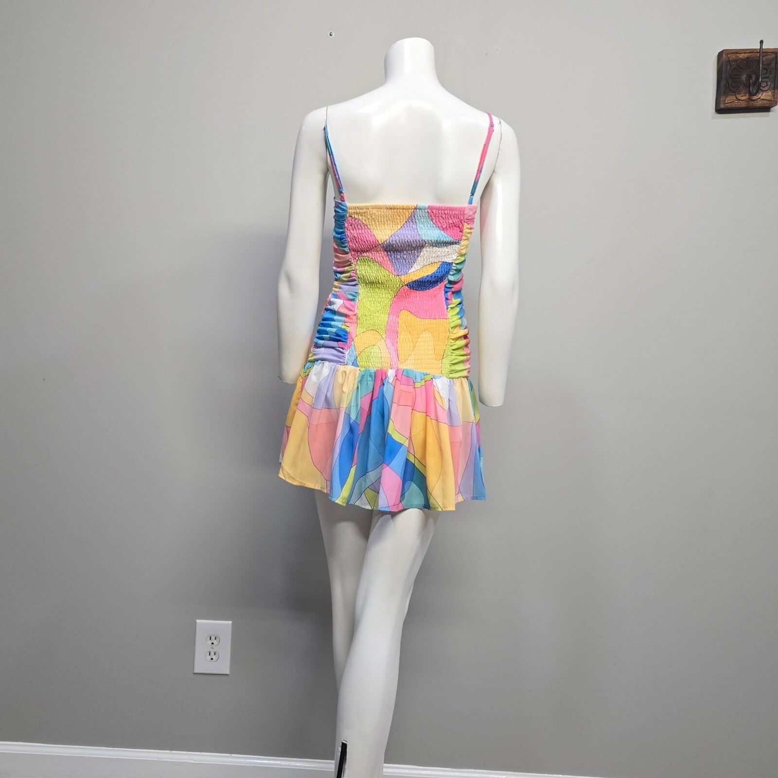 Sincerely Ours Aria Mini Dress XS Multicolor Pastel Festival Summer Whimsical
