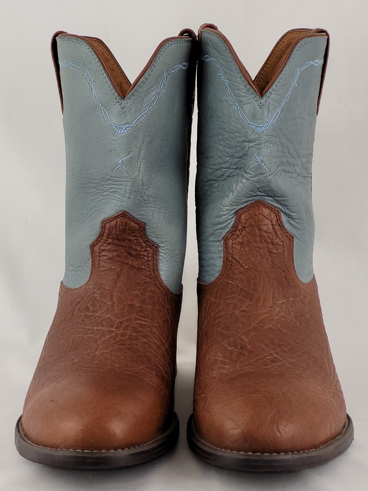 TWISTED X Brown Bullhide Blue Leather Western Cowboy Boots Mens 9.5 B (Narrow)