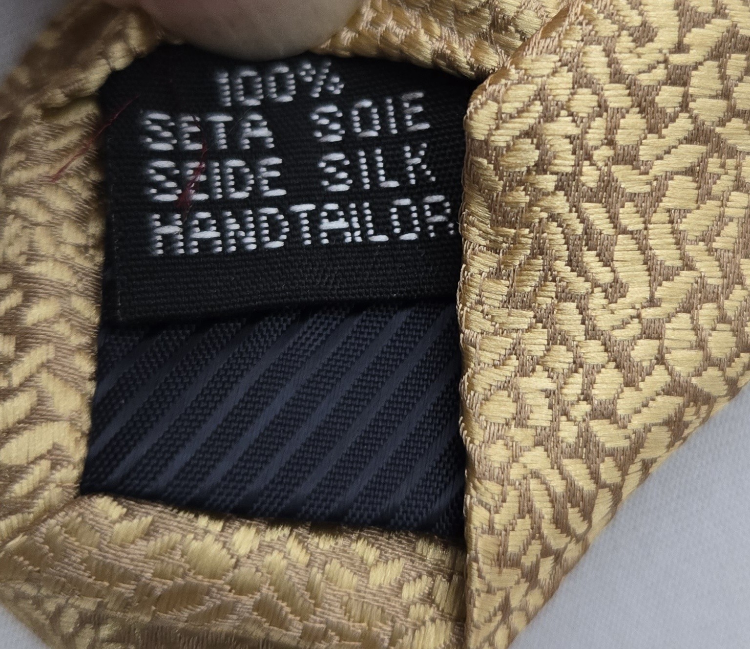 Hi-Tie Tie + pocket square 100% Seide Seta Soie Silk Color Gentle Gold FreeShipp