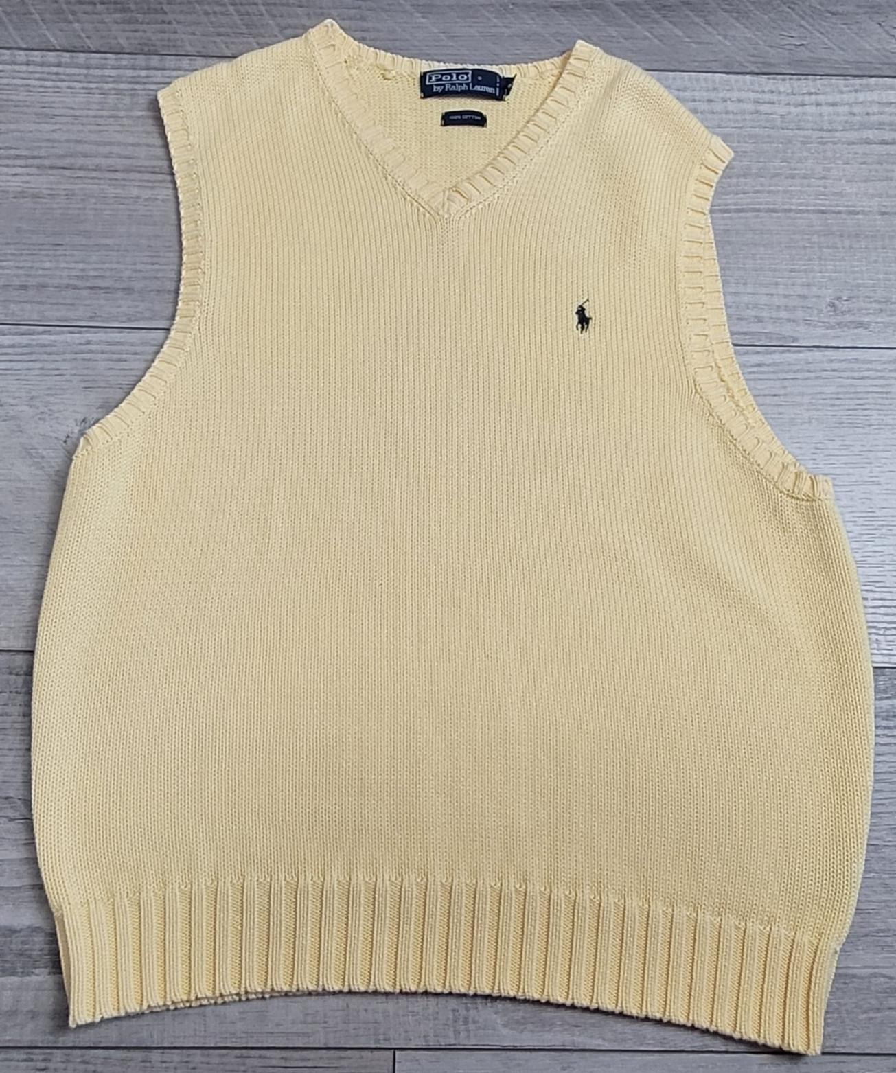 🐎 VTG Polo Ralph Lauren Macau Sweater Vest Men M Butter Yellow Preppy 90’s Y2K