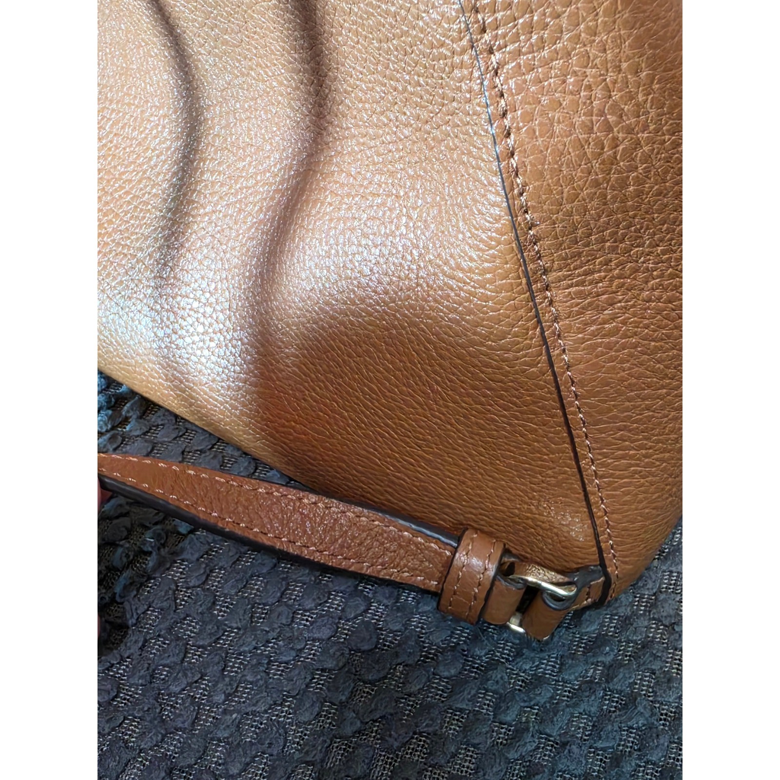 Kate Spade New York Pebbled Leather Backpack Brown Drawstring Magnetic Flap Bag