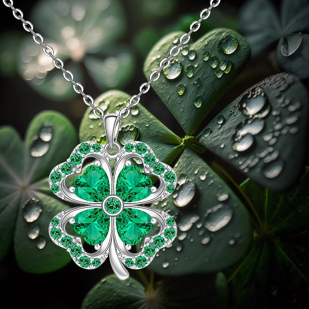 Talonior Shamrock Necklace St Patricks Day 0.86×0.9 inch, Green