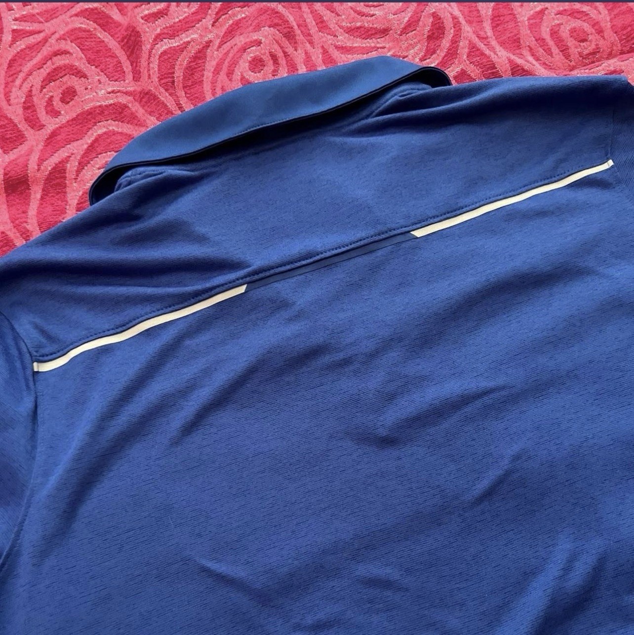 Nike Dri-FIT Men’s Blue Solid Short Sleeve Collared Logo Polo Shirt, Size L