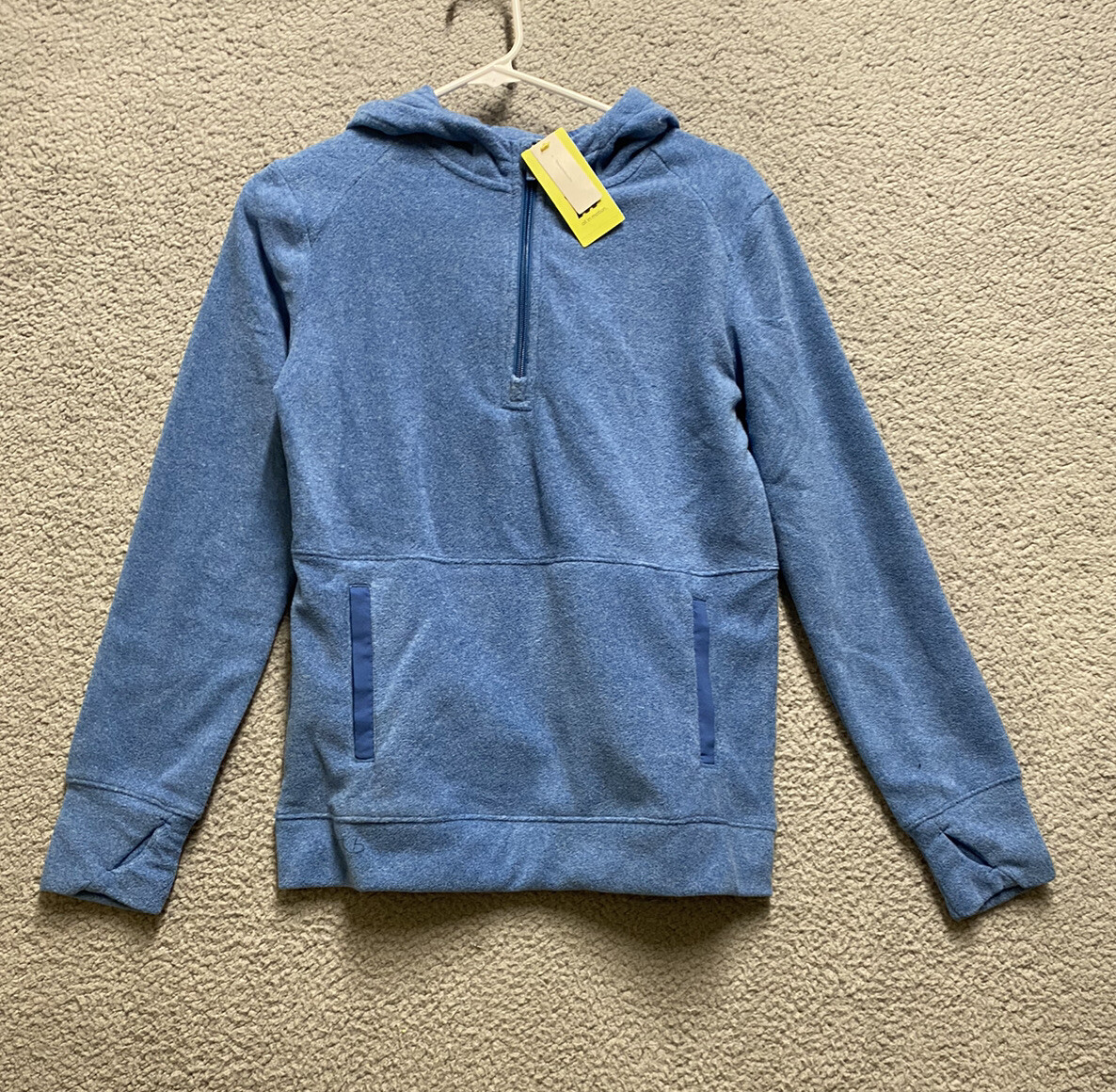 All in Motion Sweatshirt Boys L 12/14 BlueFleece 1/4 Zip Pocket Hoodie