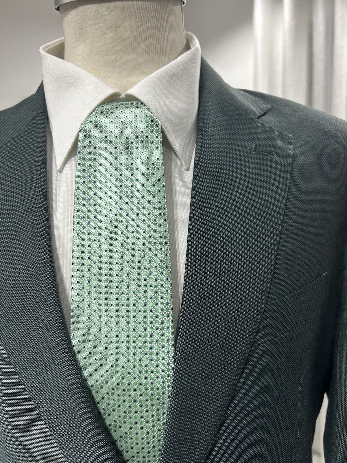Men’s Tailored Dark Green Chicco Slim Fit Drop 7 Made In Italy Size 44 46