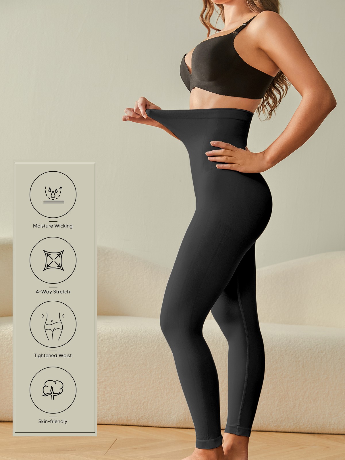 Slimming Anti Cellulite Compression Leggings Leg Shaper High Waist Black Pants