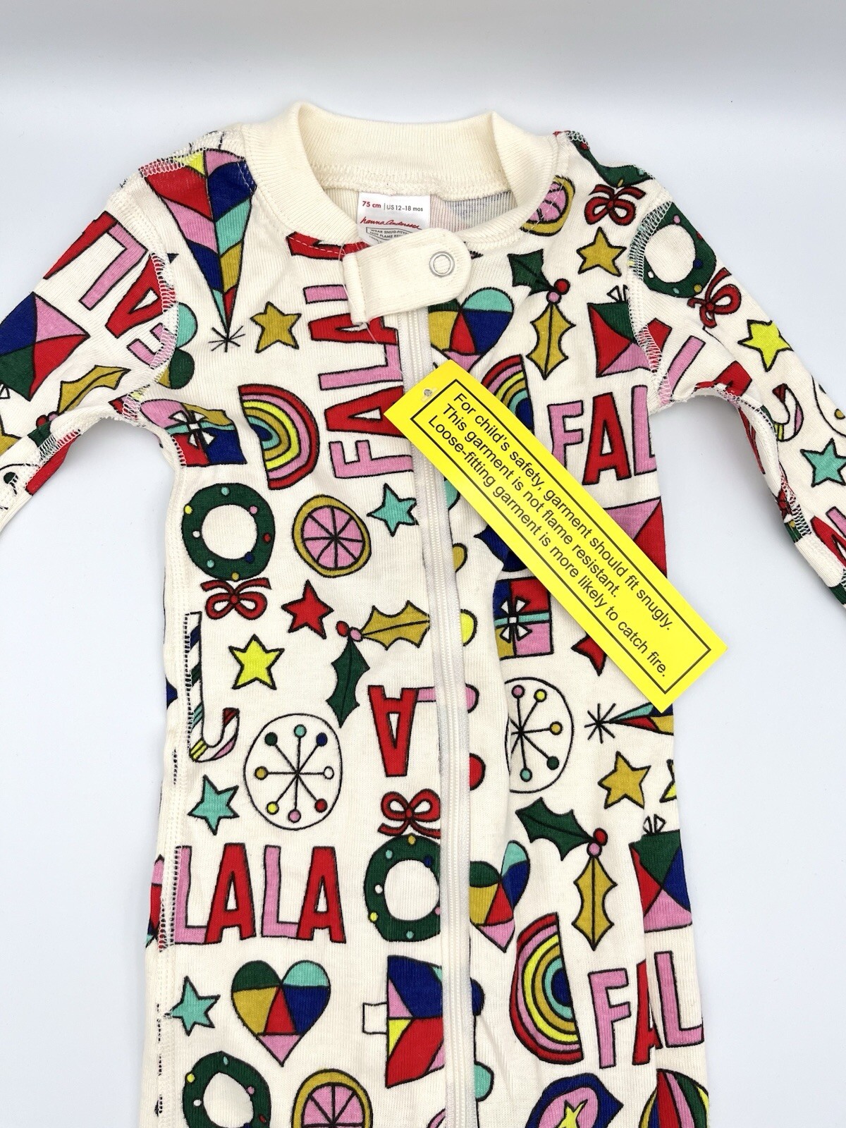 HANNA ANDERSSON FALALA CHRISTMAS PAJAMAS BABY 12-18 MO NEW SLEEPER 75 CM HOLIDAY