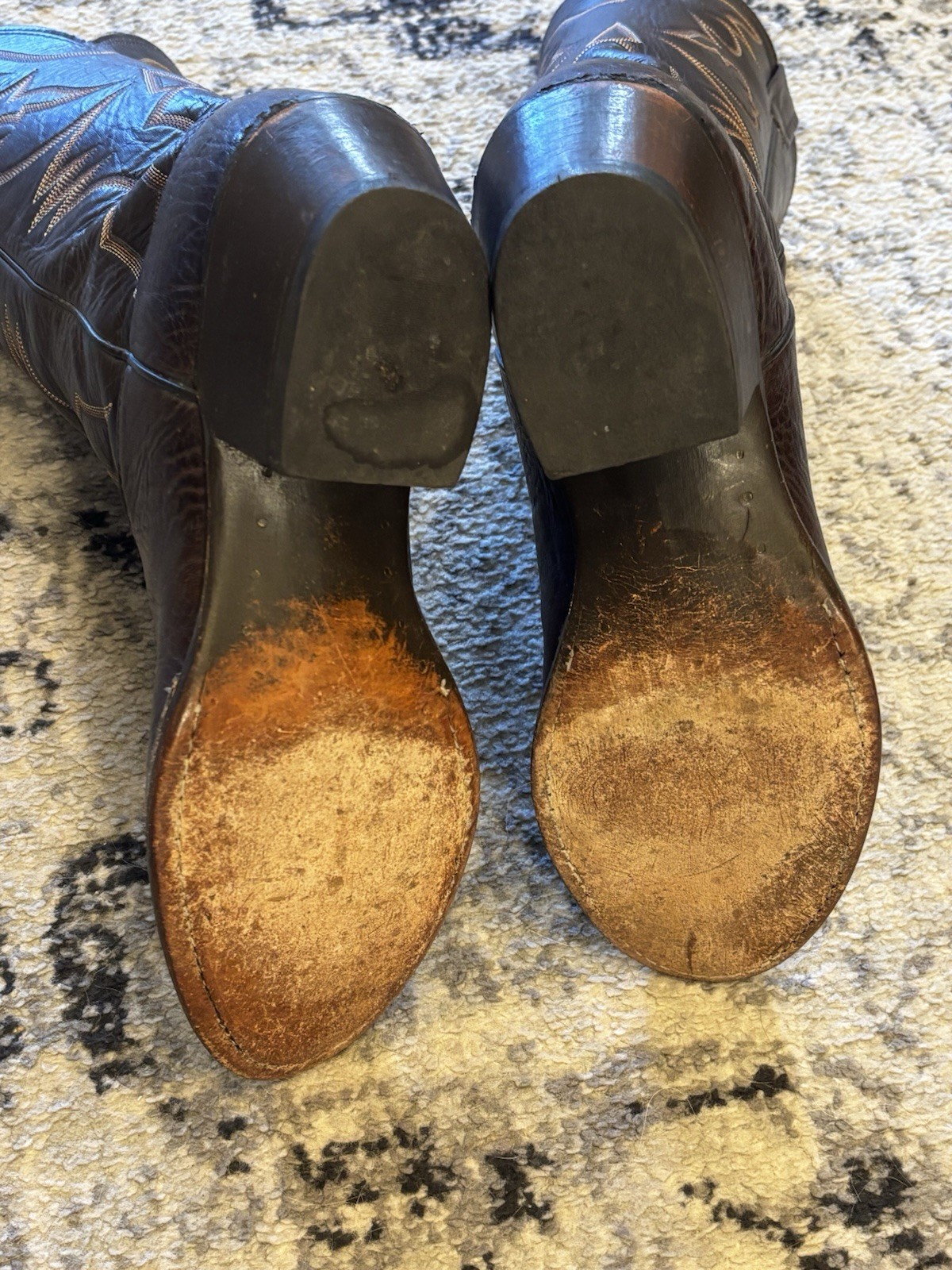 Larry Mahan Nocona Texas Brown Bullhide Leather Mens Size 10 XE Cowboy Boots