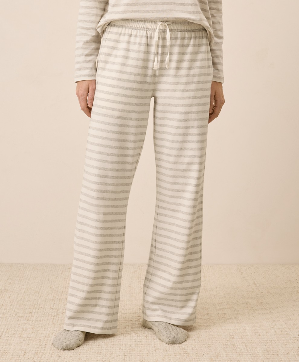 Pact Women’s Luxe Essential Wide Leg Pant Medium Winter White Stripe