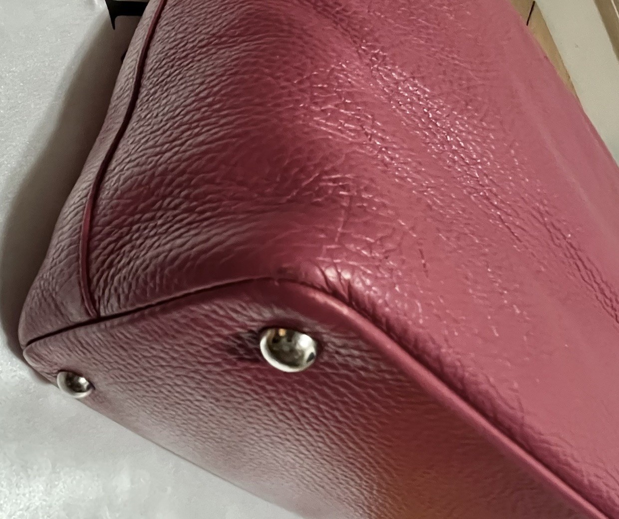 FURLA Appaloosa Bag Raspberry/Dark Pink Pebbled Leather 14×12.5×5.5” Large EUC
