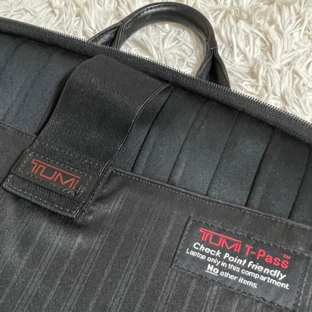 TUMI 96531DH Alpha T Pass Leather Briefcase Black 2 Way Business Bag Authentic