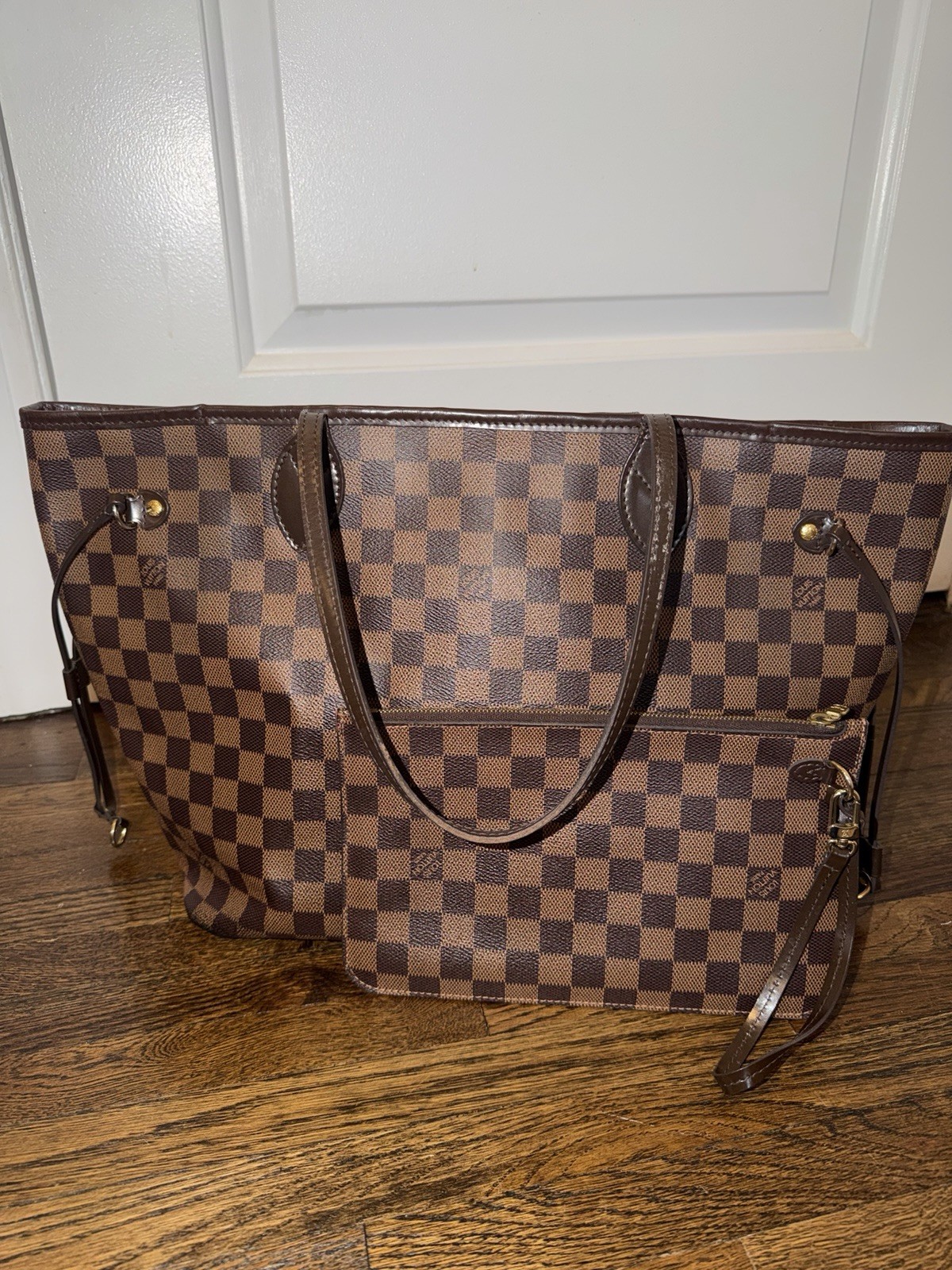 Louis Vuitton Neverfull Open/No Closure Tote MM Brown Canvas/Leather