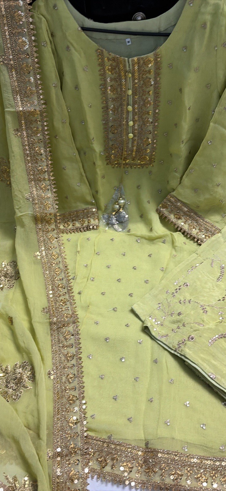 Indian Pakistani Traditional Mehndi Wedding Party Wear Salwar Kameez Suit M New