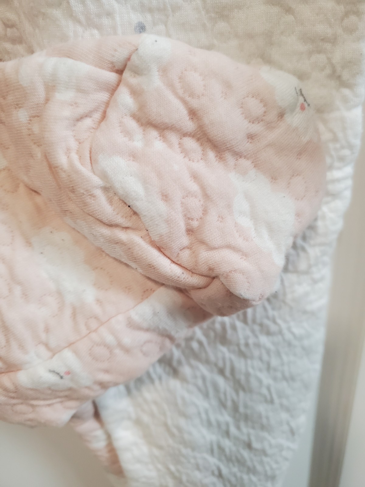 2pcs bundle Pink & White Quilted Snap Front Long Sleeve Coverall One-Piece 6-9M
