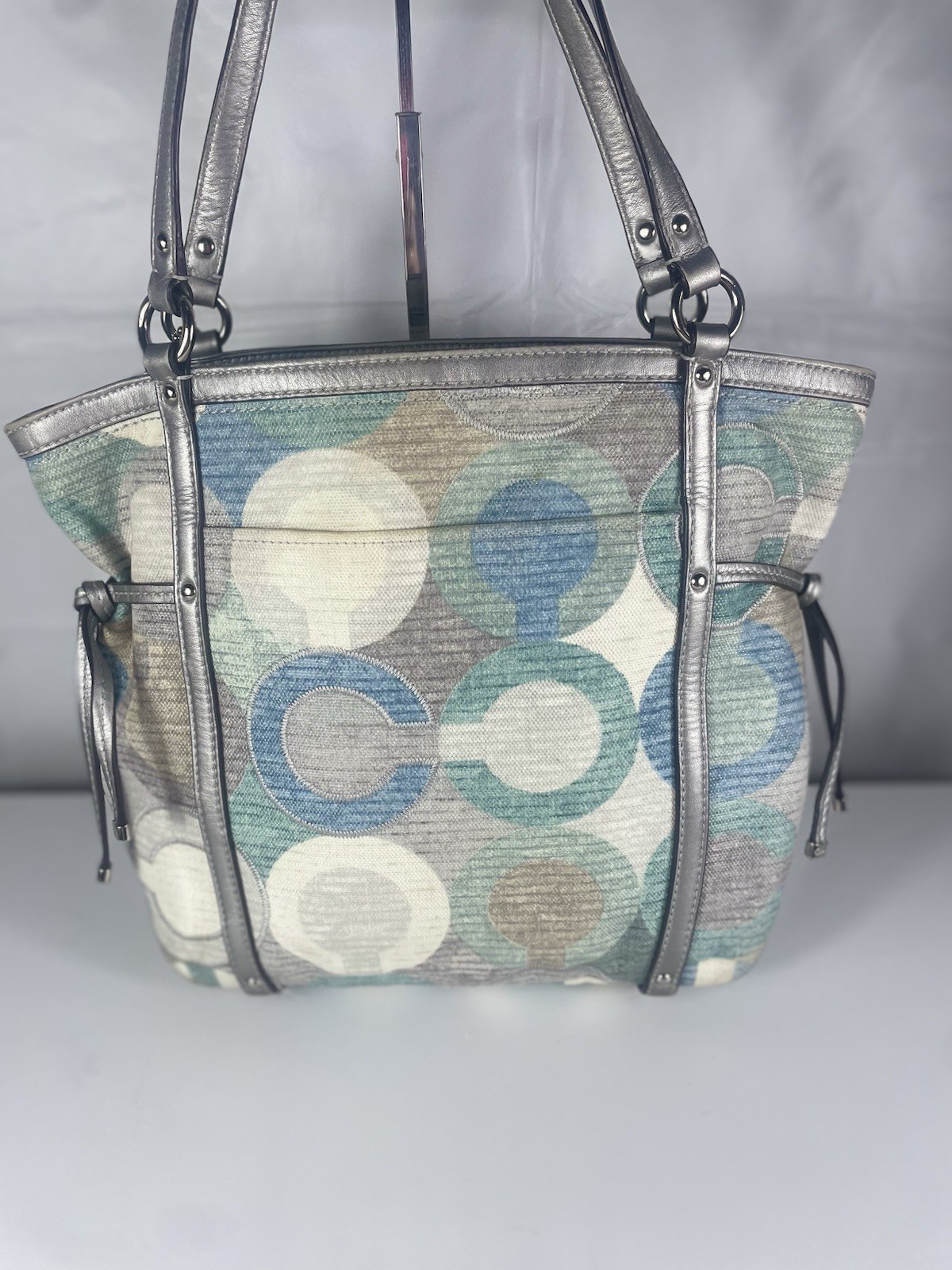 Coach Audrey Metallic Op Art Cinched Tote 19573 W/COA