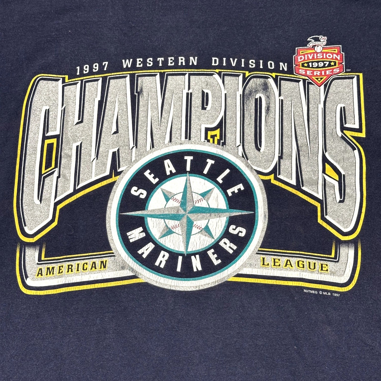Vintage 90s Seattle Mariners Western Division Champions Tee Shirt MLB XXL