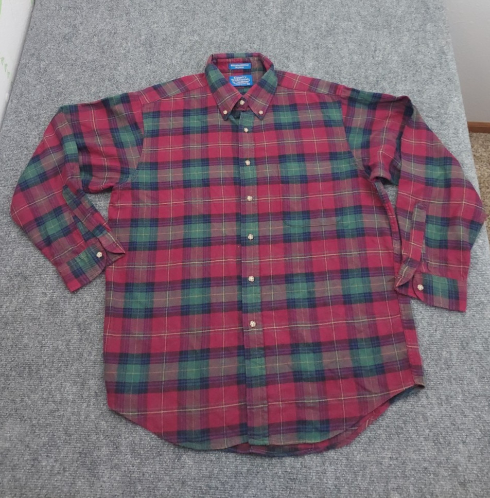 Pendleton Shirt Men Large Plaid Burgundy Country Traditionals Wool USA Flannel