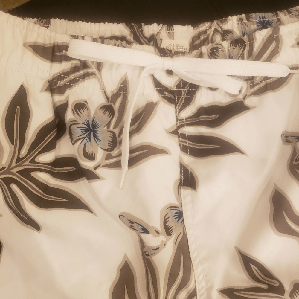 MERONA Men’s XL ( 38-42″) White/Moss Floral Brief Lined Trunks