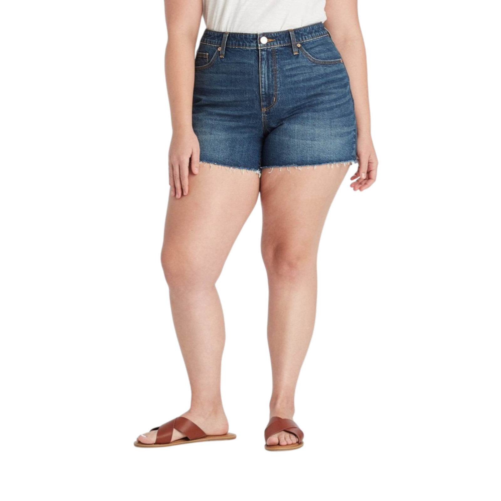 Universal Thread Womens Vintage Stretch High-Rise Cut-Off Midi Jean Shorts
