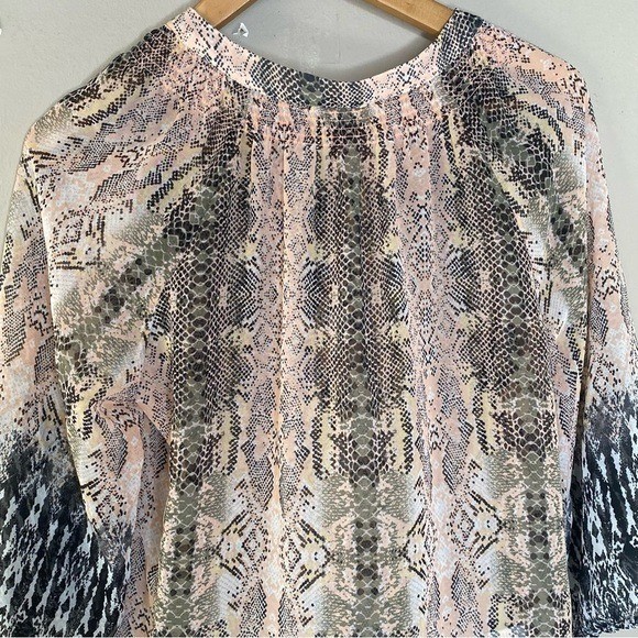 Bar III Women’s Blouse Snake Print Semi Sheer Bohemian Size Medium