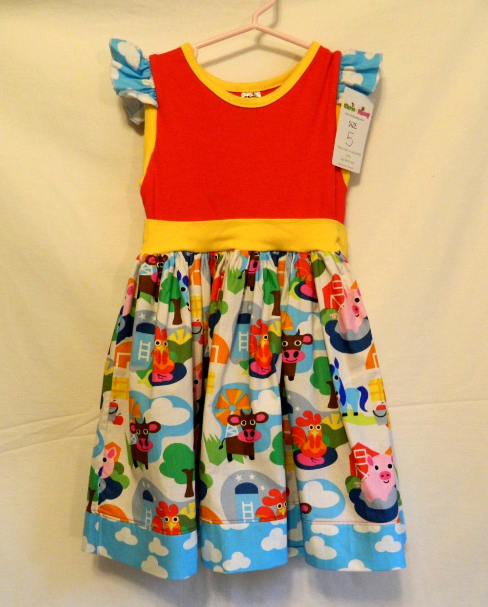 Girls size 5 Dress Cartoon Farm Animals Cow Chicken Pig Horse NWT Chris n Missy