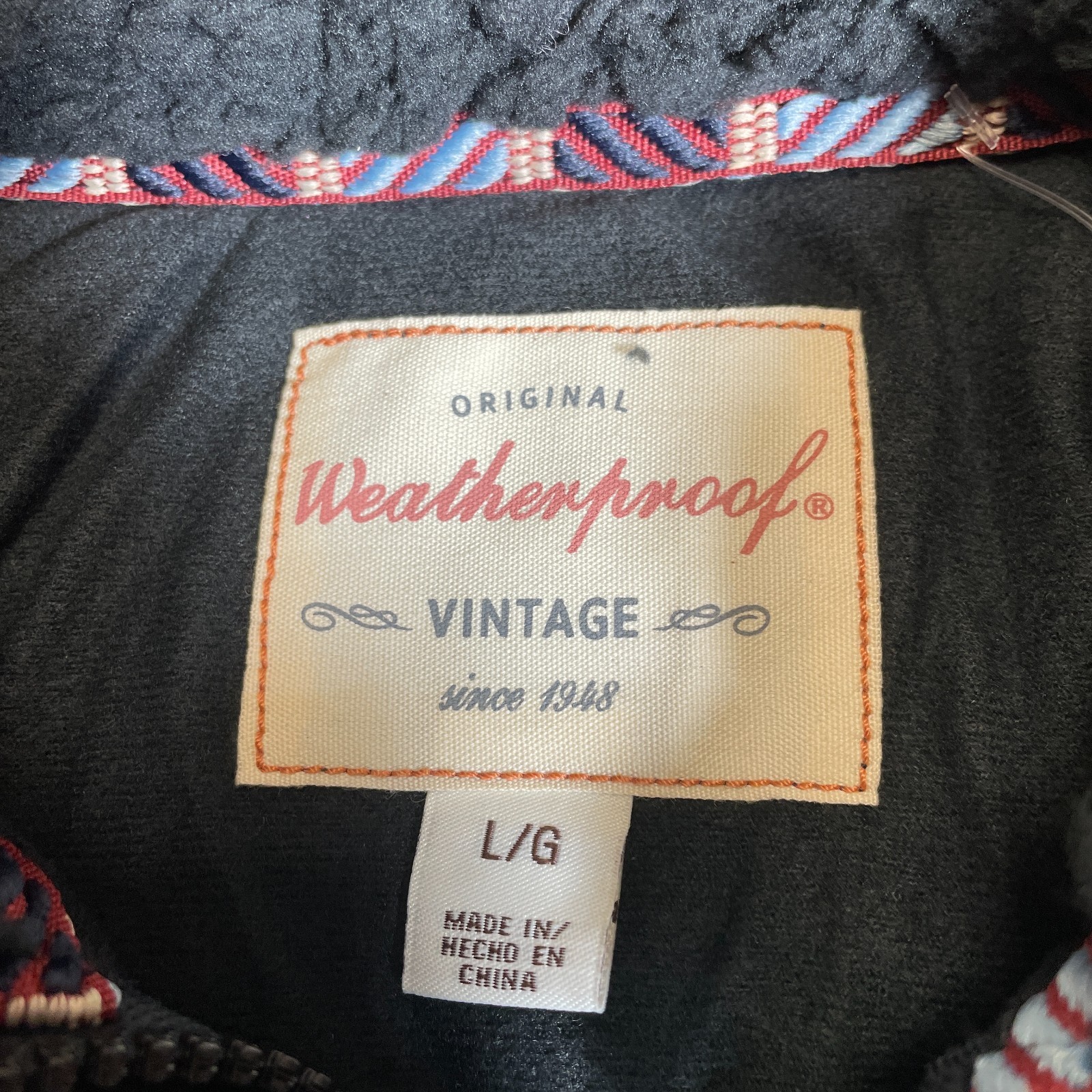 Original Weatherproof Vintage Anthracite Sherpa Black Zip Fleece Size L NWT $85