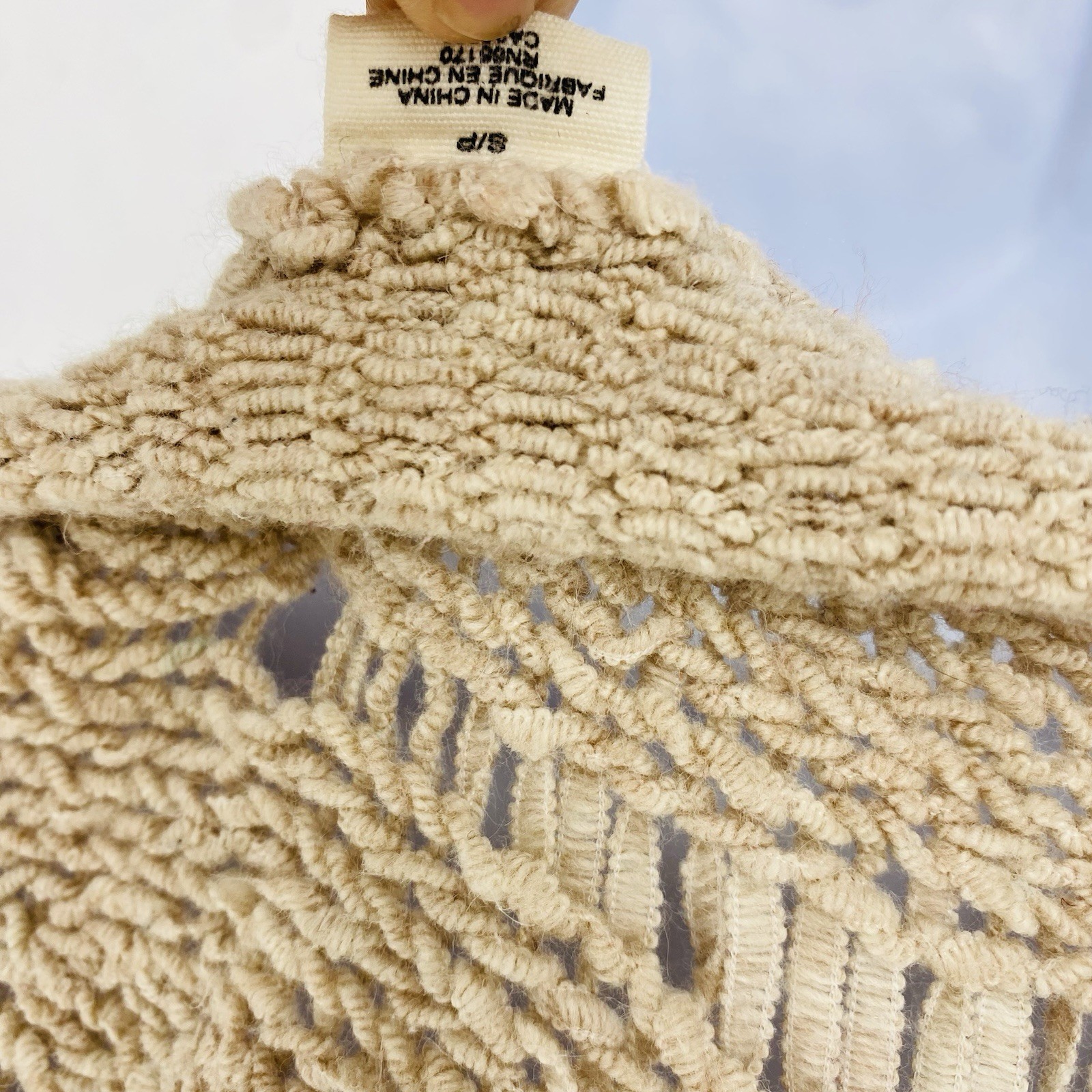 Moth Anthropologie Cream Open Knit Pull Over Sweater Small Slanted Openwork