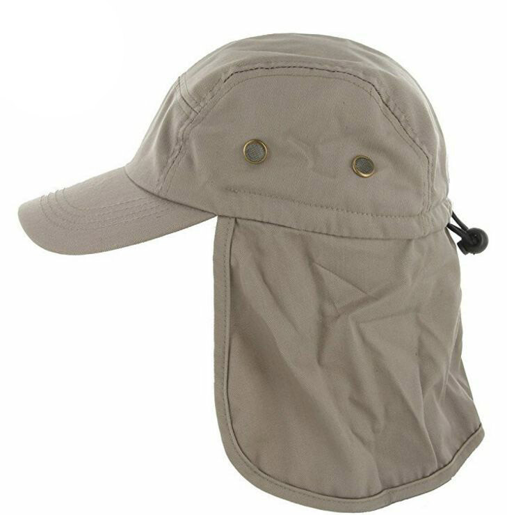 Sun Neck Protector Hiking Army Military Snap Brim Cap With Ear and Neck Flap Hat