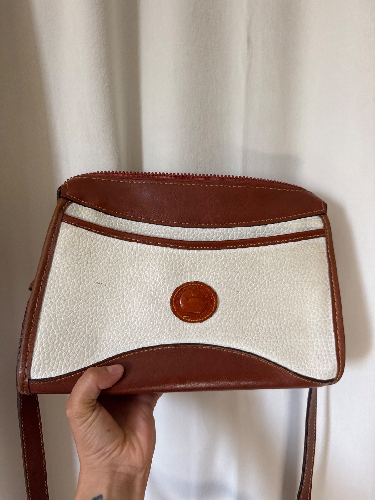 Vintage Dooney & Bourke All Weather Leather Brown Crossbody Bag Purse Handbag