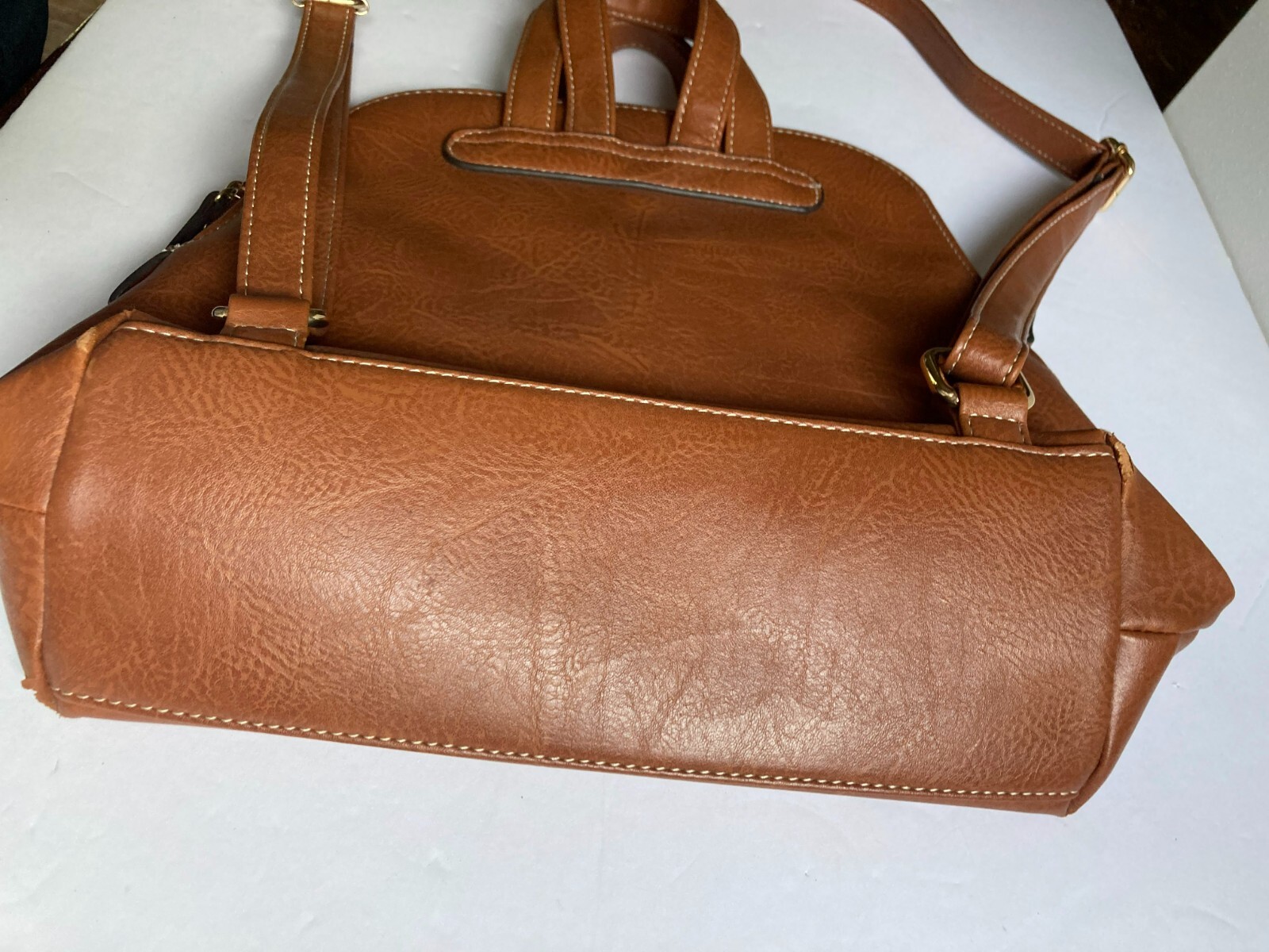 Boc Back Pack Brown Man Made Materials Accent Stiching 4 Pockets Zip Close