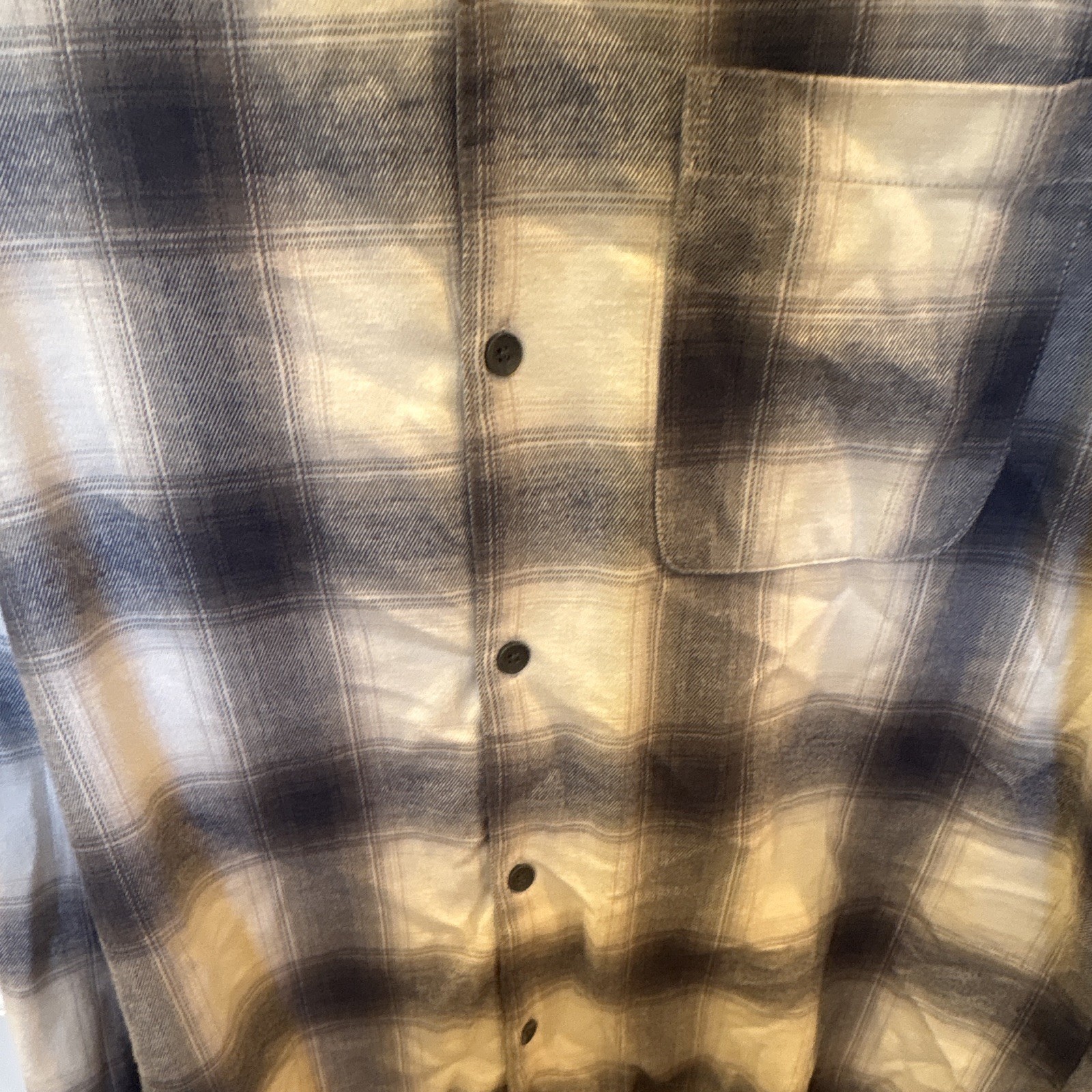STANDARD/CLOTH Men’s Regular Plaid Blue/White Long Sleeve Button-Up Pockets L/G