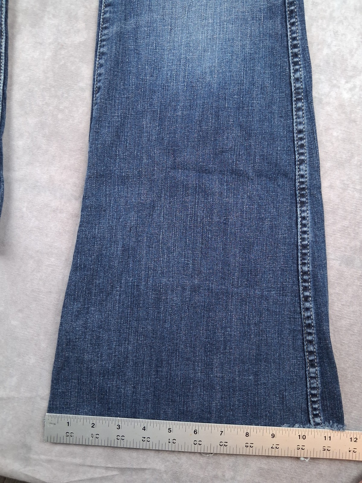 Ariat Real Jeans Womens 31R Blue Flare Leg Raw Hem Mid Rise Western Boot 32″
