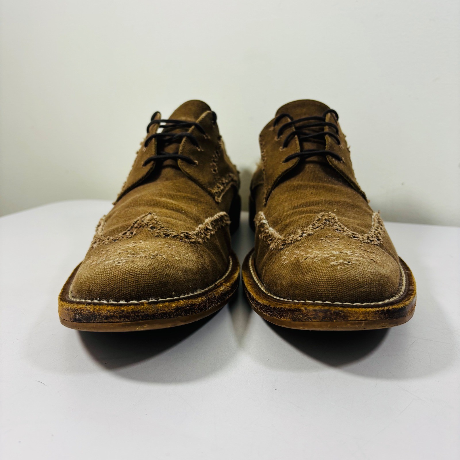 Billy Reid Canvas Wing Tip 2001 Dress Shoes Italy Made City Brown Mens Size 9.5