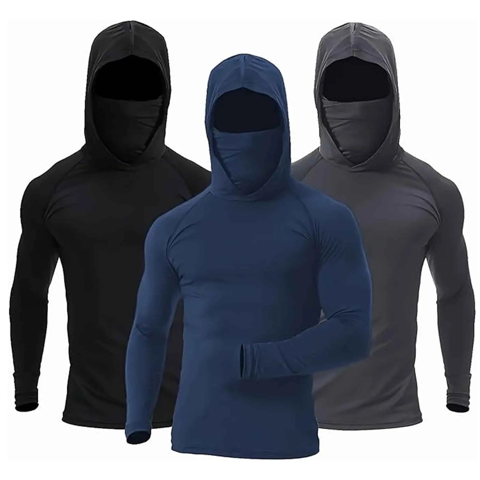 Performance Hoodie Long Sleeve T-Shirts, UPF 50+ Sun Protection Hooded Unisex