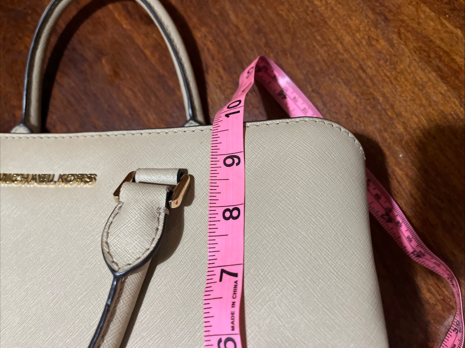 Michael Kors Savannah Medium Saffiano Taupe Satchel Leather Handbag*READ