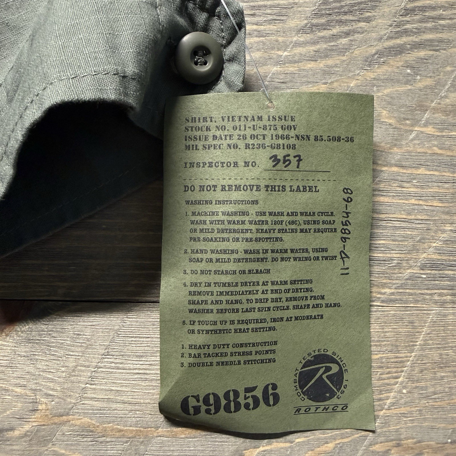 NWT Rothco Vietnam Fatigue Ripstop BDU Shirt Mens XL Olive Drab Slant Pockets