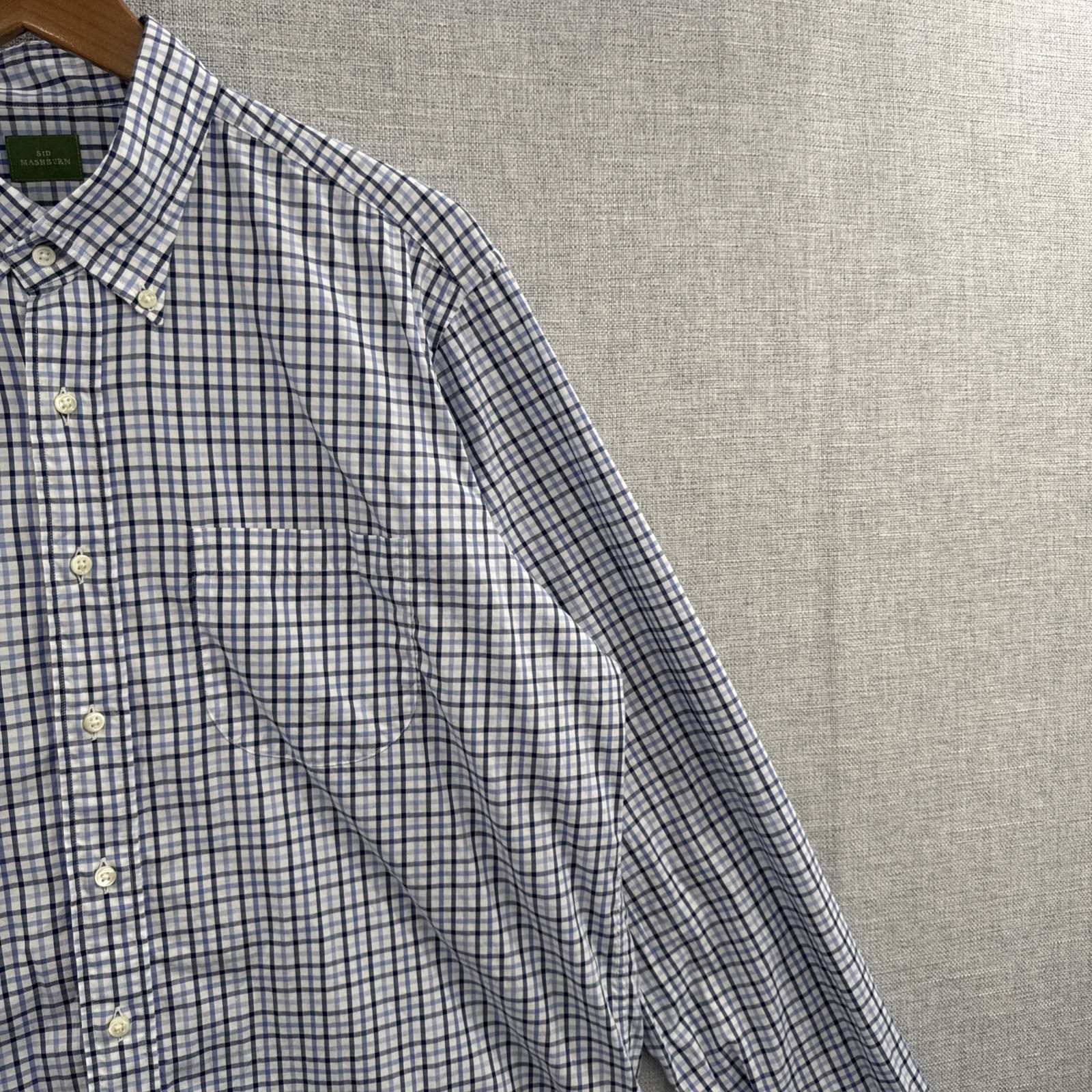 Sid Mashburn Shirt Mens Large Blue Plaid Long Sleeve Button Down Pocket (A)