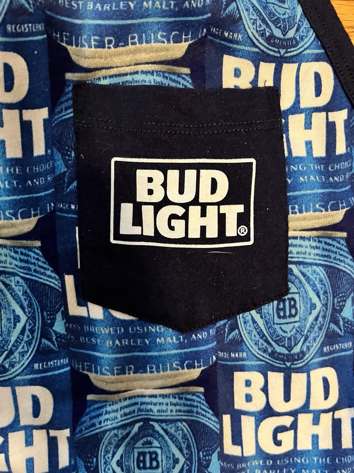 Bud Light Tank Top Mens Size Large All Over Print Summer Casual Cpix