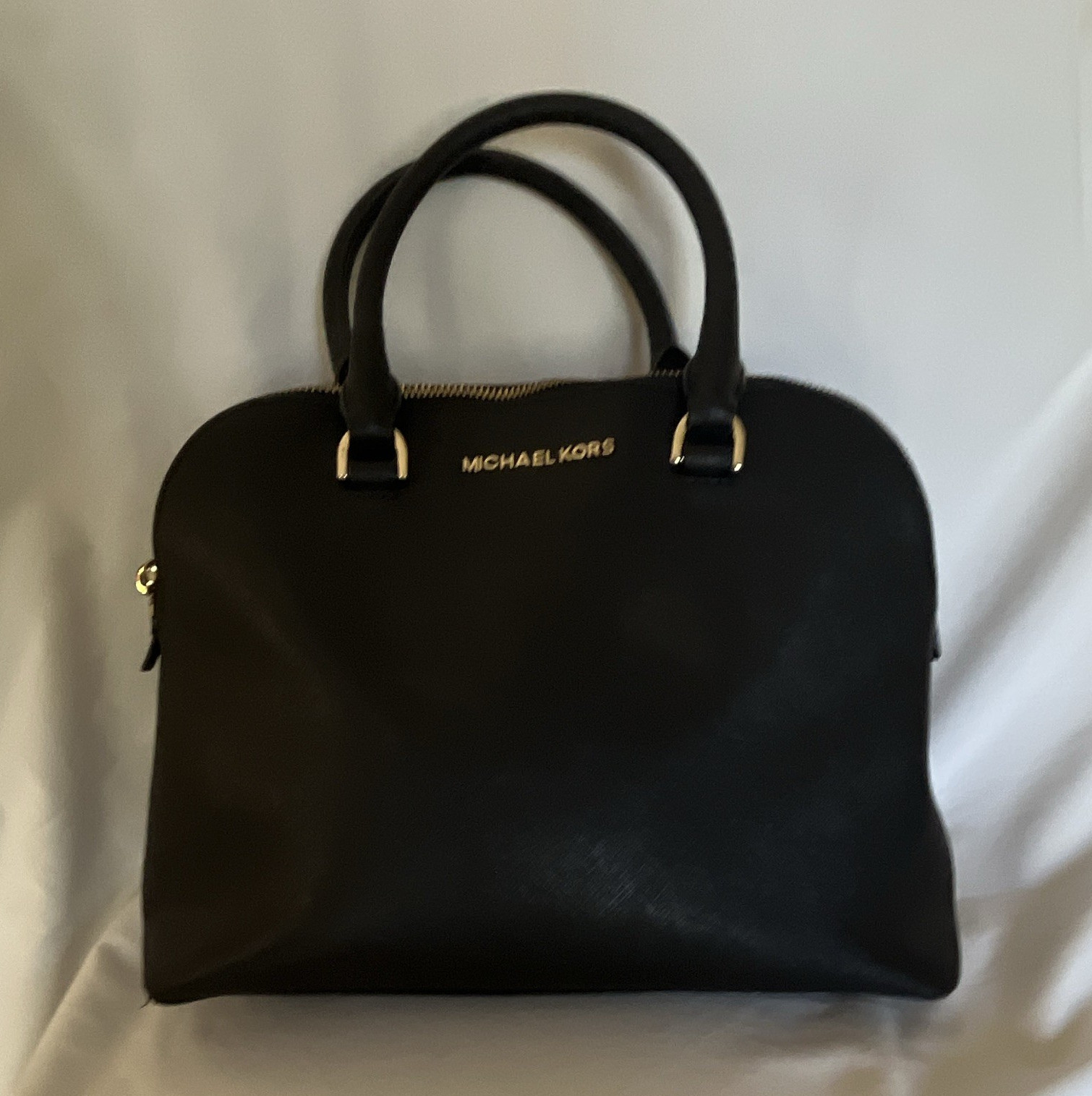 Michael Kors Black Medium Satchel Top Handle Zip Closure
