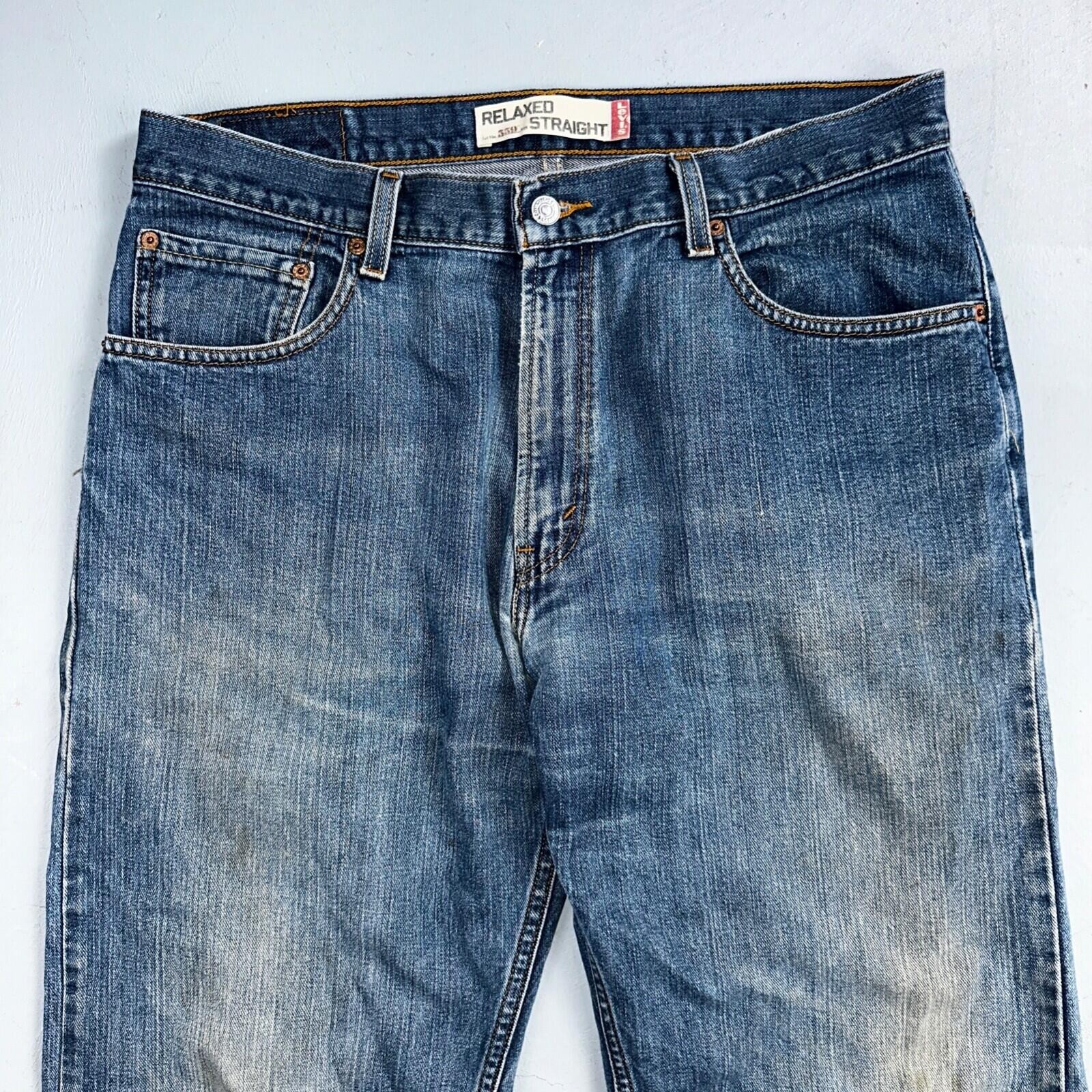 Levis 559 Relaxed Straight Fit Rugged Dark Blue VTG Y2K Denim Jeans Mens 36×32