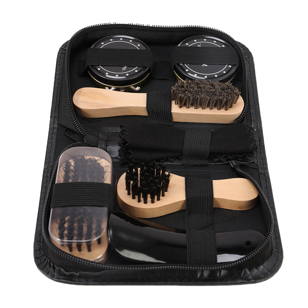 Leather Boots Shoe Care Kit 3 Brushes Cleaner Polish Shine For Footwear