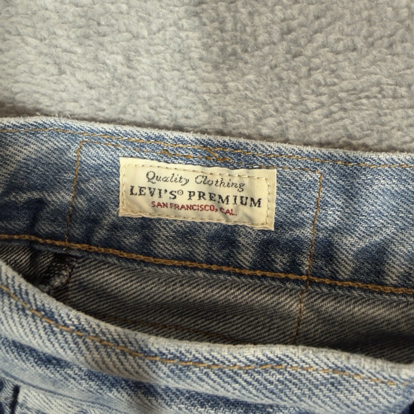 Levis 502 Big E Mens Denim Jeans 32×32 Tapered Paneled Light Wash Premium Denim