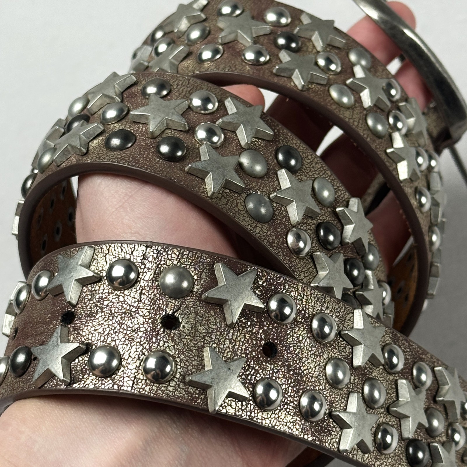 Y2K Genuine Leather Studded Star Belt Punk Rock Y2K Gothic Biker Unisex Vintage