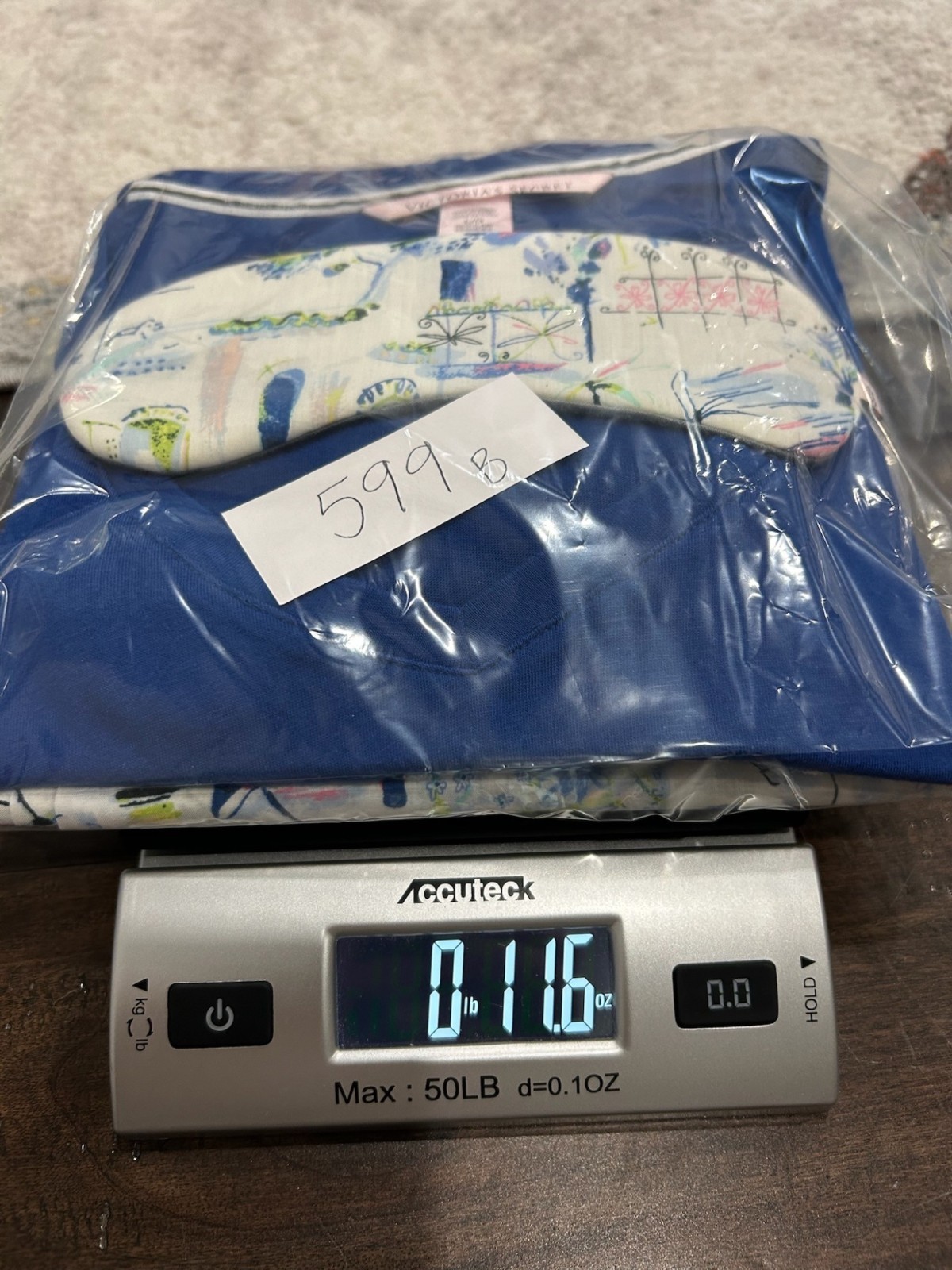 Victoria’s Secret Sleepwear Set With Eye Mask Blue Sz Large Relaxed Loungewear