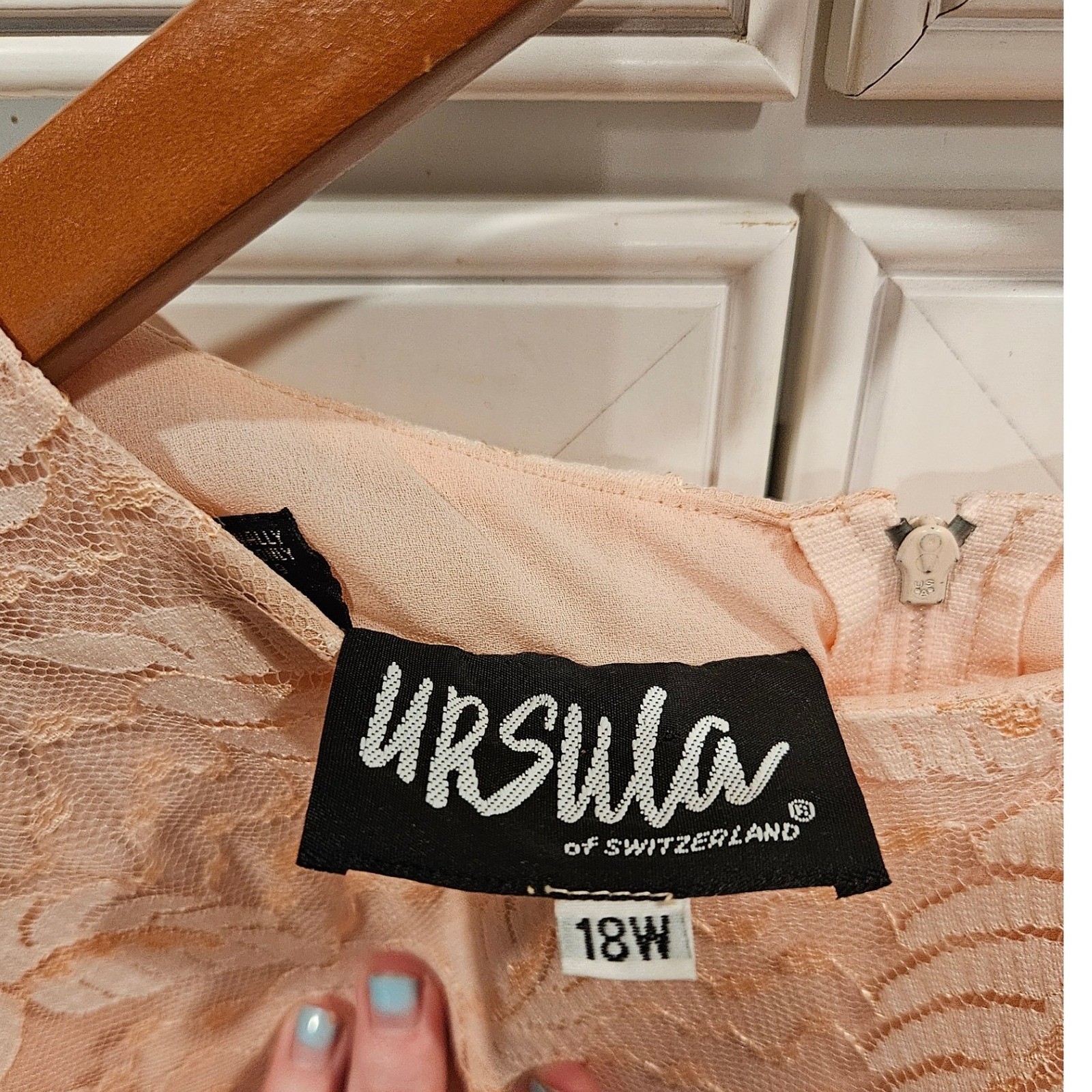 Vintage Ursula of Switzerland Womens Dress Size 18W Peach