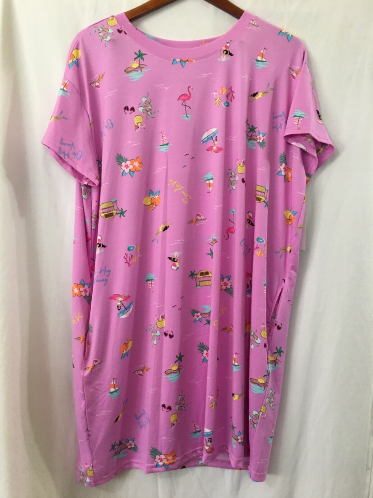 New Joyspun Women Summer Beach Nightshirt Nightgown Lilac L-XL,2X-3X