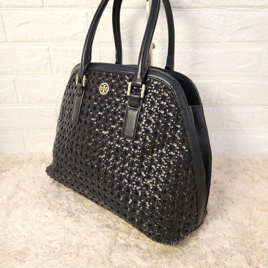 Good Condition Tory Burch Robinson Handbag Mesh Weave Black
