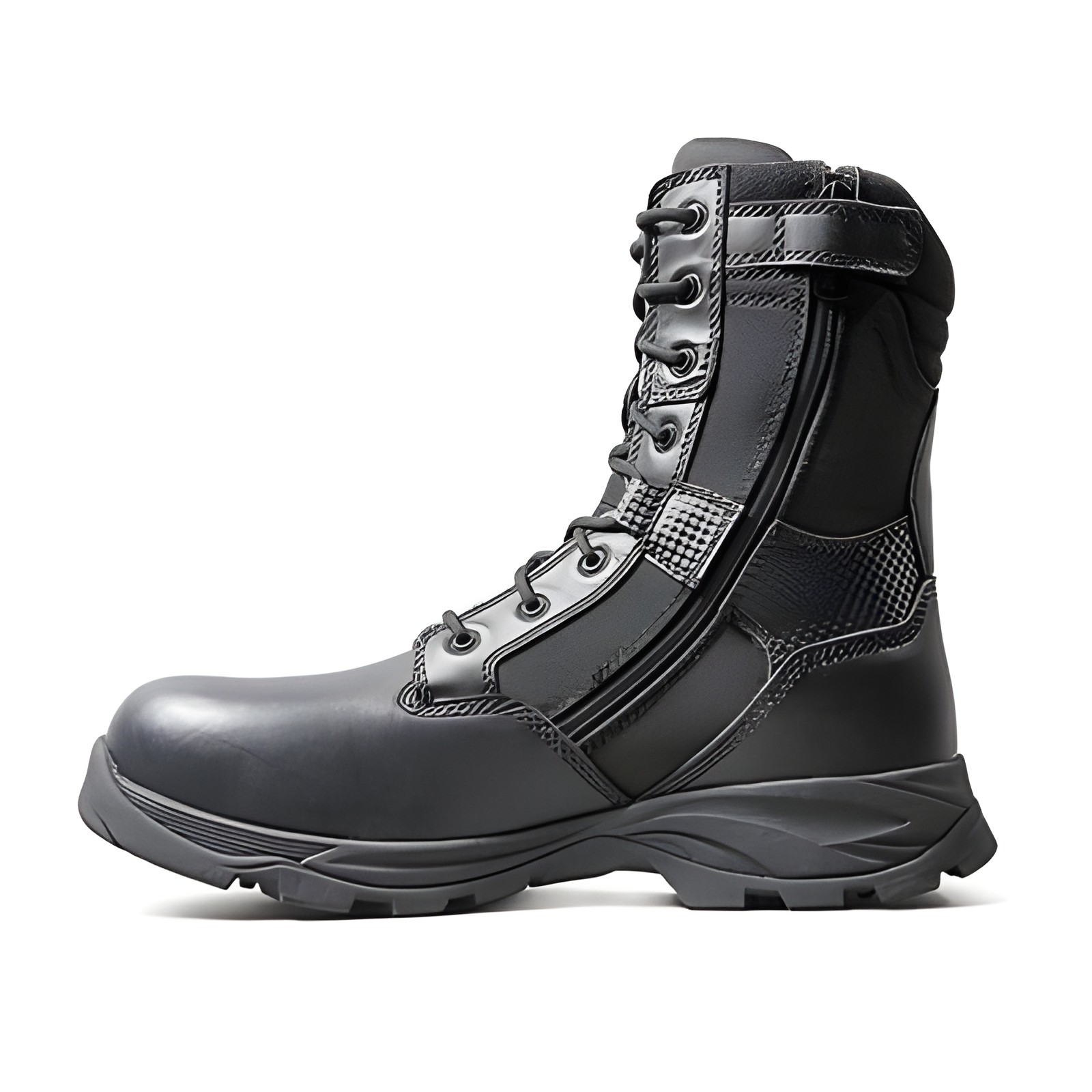 Ridge Men 8″ Waterproof Leather Non-Slip Tactical Military Work Black Shoe Boot
