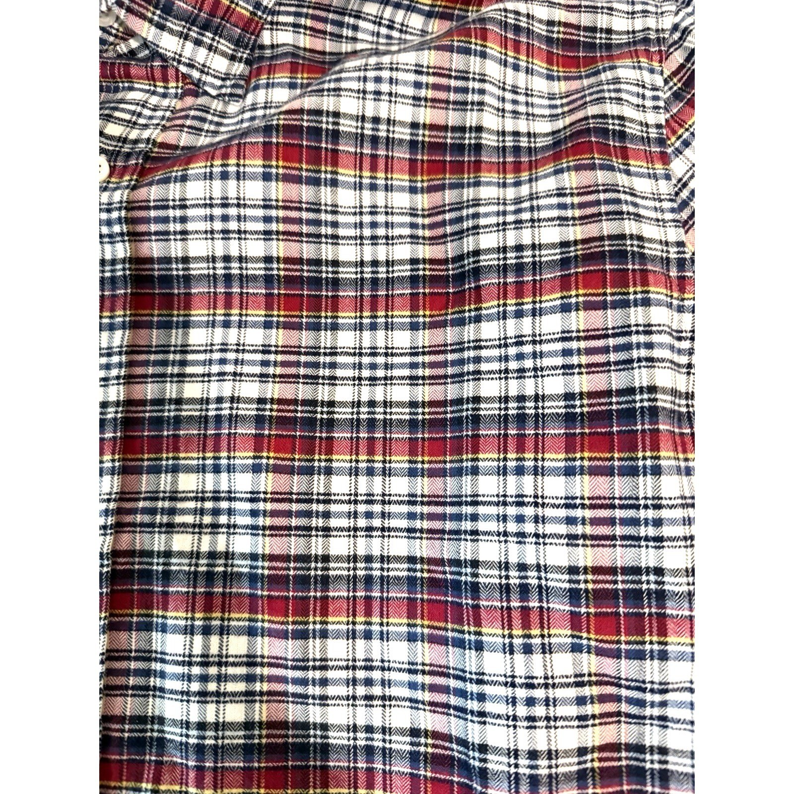 Frank & Eileen Finbar Red Black Navy Plaid Flannel Long Sleeve Button Down M